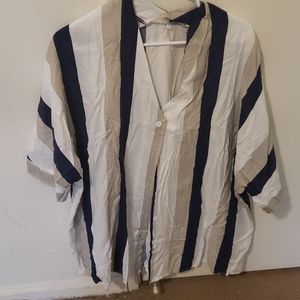 Plus striped button-up blouse